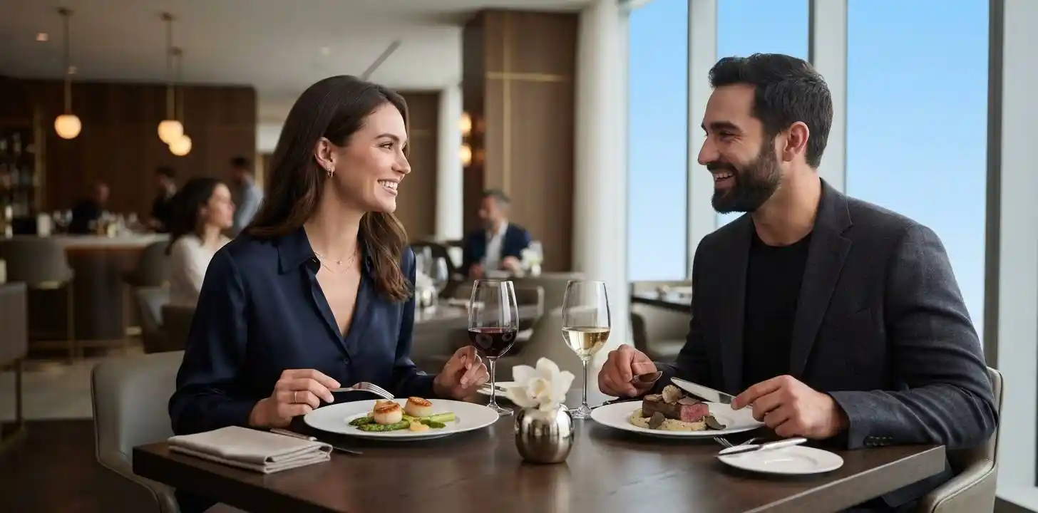 Couple enjoying elegant fine dining together